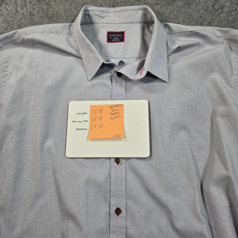 UNTUCKit Shirt Mens 3XL Gray Forged Solid Long Sleeve Button Front Casual Cotton